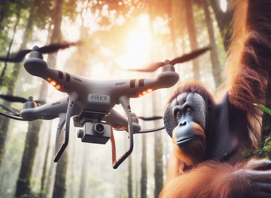 drone and orangutan